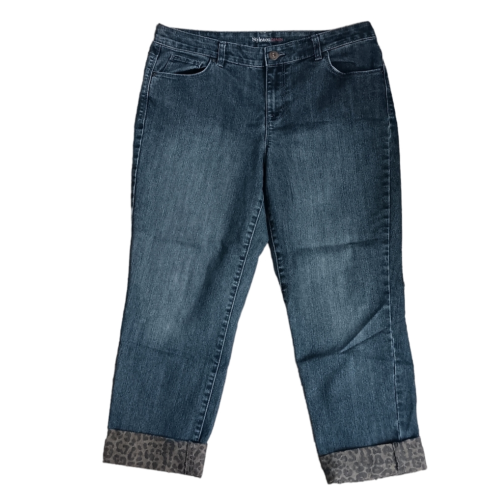 Style & Co. Ex Boyfriend Curvy Ankle Cuffed Denim Jeans Women's Size 12